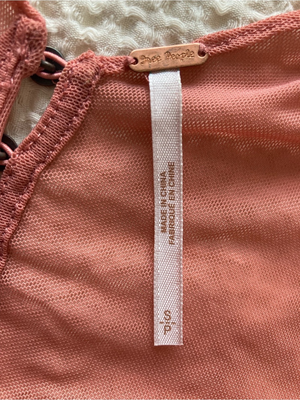 Free People Dusty Rose Mesh-Inset Tank Top with button detail - Picture 4 of 5